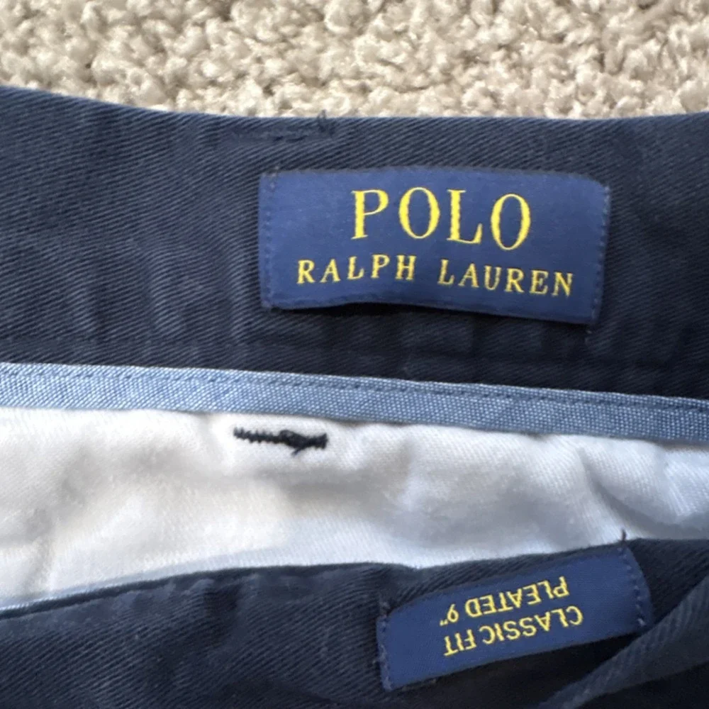 Polo Ralph Lauren Men's Navy‎ Chino Shorts Pleated Front Solid Button Pockets